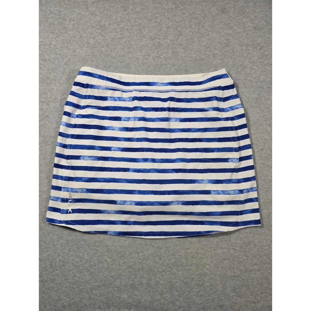RLX Ralph Lauren Womens Blue White Striped Golf Skort Size Medium Stretch Skirt